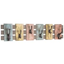 Patère murale en bois massif optique vintage - Dim : L81 x p 11 x H20 cm Pegane