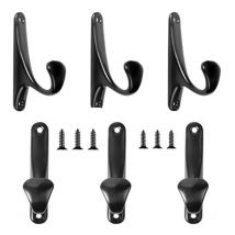 Linghhang - Patère Porte Manteau Mural, 6 Pièces Crochet de Manteau, Rétro Crochet Porte Manteau Noir a Visser, Patère à Peignoir avec Vis, Crochet