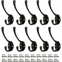 Patère Porte Manteau Mural Crochets Chapeau Crochets Muraux Robustes Avec Vis En Métal, Pour Cuisine Salle De Bains Chambre D'essayage (Noir 10 Pcs)