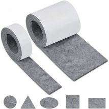 Patin Feutre, Feutrine Autocollante pour Meuble, Patins Chaises Antiderapant Feutre, Feutrine Adhesive Noire, 2 Rouleaux(10010cm+1002cm)
