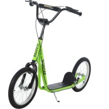 Patinete Infantil Patinete Con 2 Ruedas Manillar Ajustable En Altura Y Doble Freno Carga 100 Kg 139x58x90-96 Cm Verde