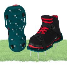 Relaxdays - Patins aérateurs, 13 pointes par sandale, souliers scarificateurs, pelouse, chaussures gazon, 13,5x30 cm, vert