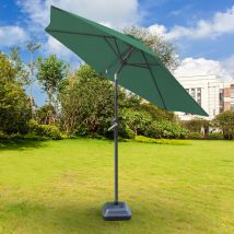 Patio Garden Parasol Outdoor Umbrella Crank Tilt with Parasol Weight Square Base 2.7m Green
