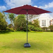 Patio Garden Parasol Outdoor Umbrella Crank Tilt with Parasol Weight Square Base 3m Wine Red