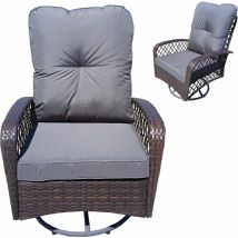 Furniture One - Patio Lounge Rattan Swivel Chair 360 ° Swivel - Brown - Brown