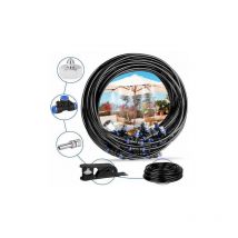 Patio Mister, 20M 20Nozzle Misting System Garden Mister Cooling with Durable Hose and Removable Nozzles for Garden Patio Trampoline Greenhouse