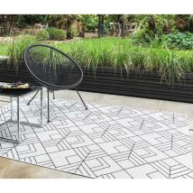 Asiatic - Patio Deco Geometric Diamond Garden Kitchen Indoor Outdoor Ivory Black Rug X-Large Floor Mat 200 x 290 cm (6'7'x9'6')