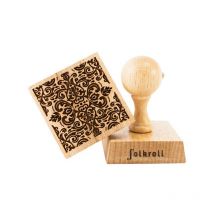 Tampon à biscuits carré damassé – Bois gravé – Cuisine – Accessoire de cuisine