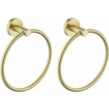 Patère de salle de bain Support mural pour anneau de serviette doré, porte-serviettes pour salle de bain, finition en laiton brossé en acier