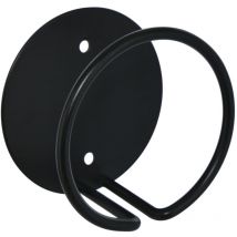 Patère en cerceau, platine ronde plate diamètre 100 mm, p. 58 mm, en acier noir