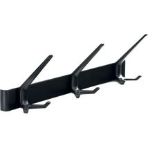 Hermeta - Patères sur lice 863 - 3 patères double tête - en aluminium - finition noir mat - longueur 410 mm