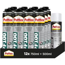 Henkel - Pattex 100 Espuma de poliuretano universal Pistola12x750ml + Limpiador 500ml