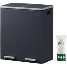 Pattumiera a Doppio Secchio Interno in Plastica per Riciclaggio, 2 x 30 Litri, Secchio della Spazzatura a Pedale Metallico e con Coperchi a Cerniera,