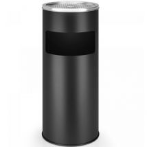 Jago - Pattumiera con Posacenere - 30 l, 60,5 cm, Ferro Verniciato, con Secchio Interno, Griglia Rimovibile, Nero - Posacenere da Esterno a Colonna,