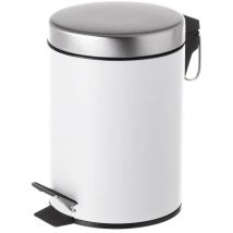 Pattumiera da Bagno Bianca Capacità 3 Litri Apertura a Pedale e Manico 17x24,5cm