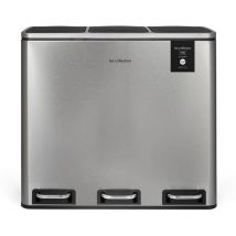 Pattumiera da cucina per differenziata a pedale, acciaio INOX N ° 982 Capacità 60 L, Resistente, 2 contenitori, Chiusura silenz