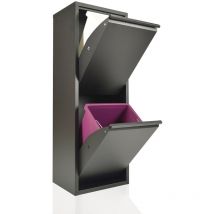 Pattumiera per Raccolta Differenziata EcoPatty, Mobile metallo Salvaspazio, Interno/Esterno, Nero