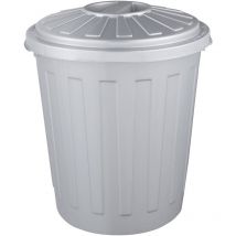 Pattumiera universale con coperchio chiudibile, Plastica resistente (pp), Pattumiera Mini, 7 l, Mats, Argento