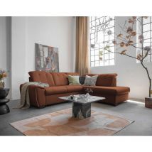 Bestmobilier - Paul - canapé d'angle droit - 5 places - convertible avec coffre et têtières - en tissu