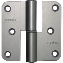 Paumelle 80 x 80 mm gauche aluminium anodisé argent à bouts ronds - argenta