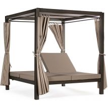 Bizzotto - Daybed Dream' Insel-Sonnenliege für Garten und Schwimmbad, liegender Baldachin mit Vorhängen -Braun