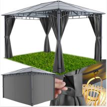 Tectake - Pavillon de jardin avec cadre en aluminium, laqué époxy résistant aux intempéries