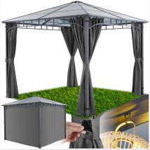 Pavillon de jardin avec cadre en aluminium, laqué époxy résistant aux intempéries