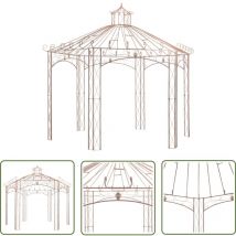 The Living Store Pavillon de jardin Marron antique 4 m Fer - Abri Jardin - Gazebo - Pergola - Structure Extérieure - Décoration Jardin