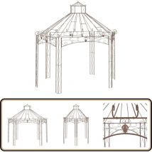 Pavillon de jardin Marron antique 400x258x378 cm Fer - Abri Jardin - Gazebo - Pergolato - Structure Extérieure - Décoration Jardin