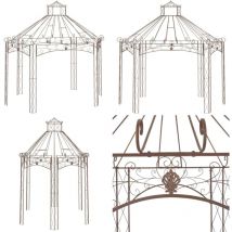 Pavillon de jardin Marron antique 400x258x378 cm Fer - Abri Jardin - Gazebo - Pergolato - Structure Extérieure - Décoration Jardin - Home & Living