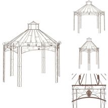 Pavillon de jardin Marron antique 400x258x378 cm Fer - Abri Jardin - Gazebo - Pergolato - Structure Extérieure - Décoration Jardin