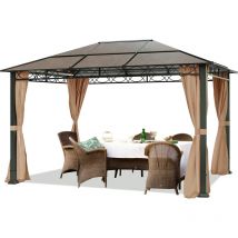 Carpasol - Pavillon de Jardin 3x4 m tonnelle alu Deluxe imperméable Tente de réception 4 côtés en Toit en pc