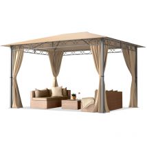 Pavillon de Jardin 3x4 m tonnelle Premium imperméable Tente de Jardin 4 côtés bâche de Toit env. 220g/m² tente de réception Taupe