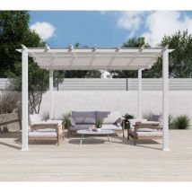 Paragon Outdoor Aluminium Pergola / Pavillon "Florida" mit ausziehbarem Sonnensegel, weiß, 350 x 350 x 235 cm (L x B x H)