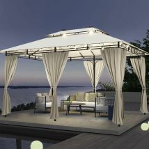 Pavillon wasserdicht Pop-Up Gartenpavillon Festival Sonnenschutz,UV-Schutz 50+,mit Lichtern,3x4 m Beige - Beige