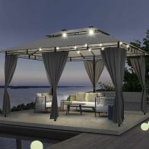 Pavillon wasserdicht Pop-Up Gartenpavillon Festival Sonnenschutz,UV-Schutz 50+,mit Lichtern,3x4 m Dunkelgrau - Dunkelgrau