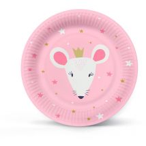 PAW - Piatti Carta Compleanno (23 cm) i 10 Pezzi i Piatti Usa e Getta - Animali, Topo, Rosa i Piatti di Carta per Feste, Vacanze, Matrimoni i 100%