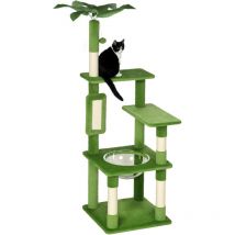 Pawhut - 142cm Cat Tree with Scratch Posts Hammock Platforms Toy Balls, Green