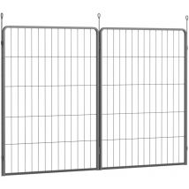Pawhut - 2er-Set Erweiterung 2 Hundezaun-Paneele für Freigehege, 80 x 100 cm Welpenzaun aus Stahl, für kleine bis große Hunde Schwarz