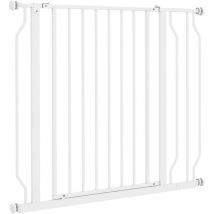 Pawhut - Cancelletto per Cani Regolabile in Acciaio e abs 76x75-95 cm Bianco
