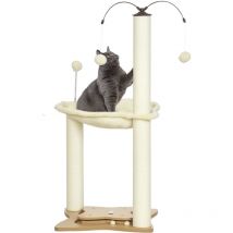 Pawhut - 90cm Cat Tree Tower with Bed, Toy Ball, Scratching Post, Beige