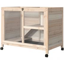 Pawhut - Conigliera in Legno a 2 Livelli con Casetta per Conigli
