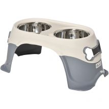 Doppia Ciotola per Cani Rialzata in Acciaio Inox e Plastica - Pawhut