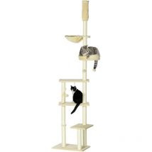 Pawhut - Floor to Ceiling Cat Tree for Indoor Cats Scratching Post 230-250cm Beige - Beige
