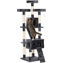 Kratzbaum mit Katzenhöhle Leiter xxl Katzenbaum Kletterbaum Kletterbaum für Katzen Mehrstufiges Multiaktivitätszentrum Plüsch Grau 49 x 49 x 173 cm