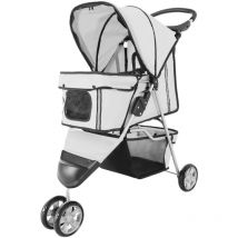 Passeggino Pieghevole per Cani Animali Domestici Grigio 75 x 45 x 97cm - Pawhut