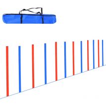 Pawhut - Pet Agility Set Training Dogs Outdoor Outward Play Adjustable Pole - Blue & Red