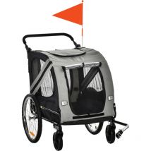 Carrello per Cani e Rimorchio Bici 2 in 1 con Ingresso a Cerniera e Ruote - Pawhut