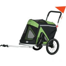 Rimorchio per Bici e Passeggino per Cani 2 in 1 Pieghevole Verde - Pawhut