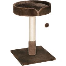 Small Cat Tree for Indoor Cats w/ Sisal Scratching Post Bed Cushion Toy - Brown - Pawhut